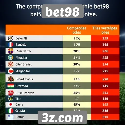 Comparativo de odds entre bet98 e concorrentes